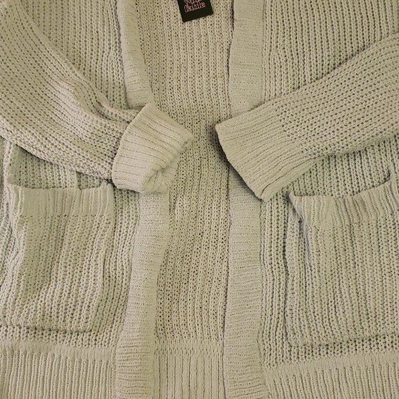 Pale mint chunky open front cardigan - Picture 2 of 2